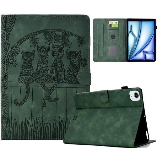 For iPad Air 11 (2026) / (2025) / (2024) / Air (2022) / (2020) / iPad Pro 11 (2022) / (2021) / (2020) / (2018) Case Leather Card Slots Tablet Cover -  Green - 1