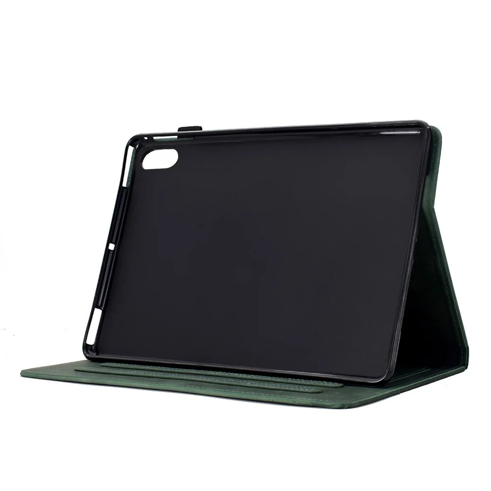 For iPad (2025) / 10.9 (2022) Case Cats Imprinted PU Leather Card Slots Tablet Cover - Green - 3