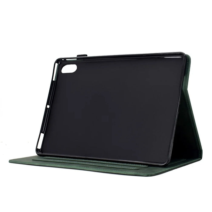 For iPad (2025) / 10.9 (2022) Case Cats Imprinted PU Leather Card Slots Tablet Cover - Green - 3