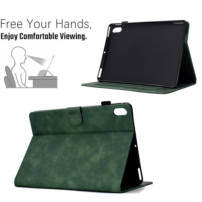 For iPad (2025) / 10.9 (2022) Case Cats Imprinted PU Leather Card Slots Tablet Cover - Green - 6