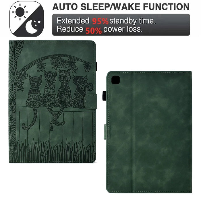 For iPad 10.2 (2020) / (2019) Case Cats Imprinted PU Leather Card Slots Tablet Cover - Green - 5