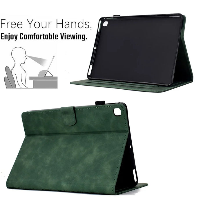 For iPad 10.2 (2020) / (2019) Case Cats Imprinted PU Leather Card Slots Tablet Cover - Green - 6
