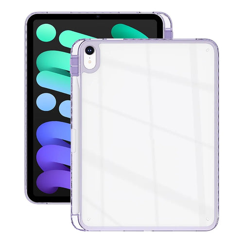 For iPad (2025) / 10.9 (2022) Case Clear TPU Tablet Protective Cover with Pen Slot - Purple - 1