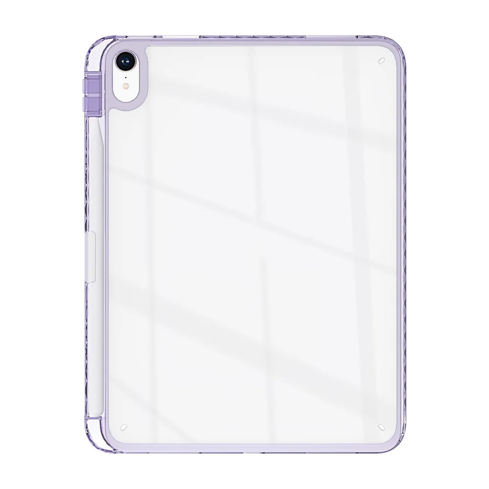 For iPad (2025) / 10.9 (2022) Case Clear TPU Tablet Protective Cover with Pen Slot - Purple - 2