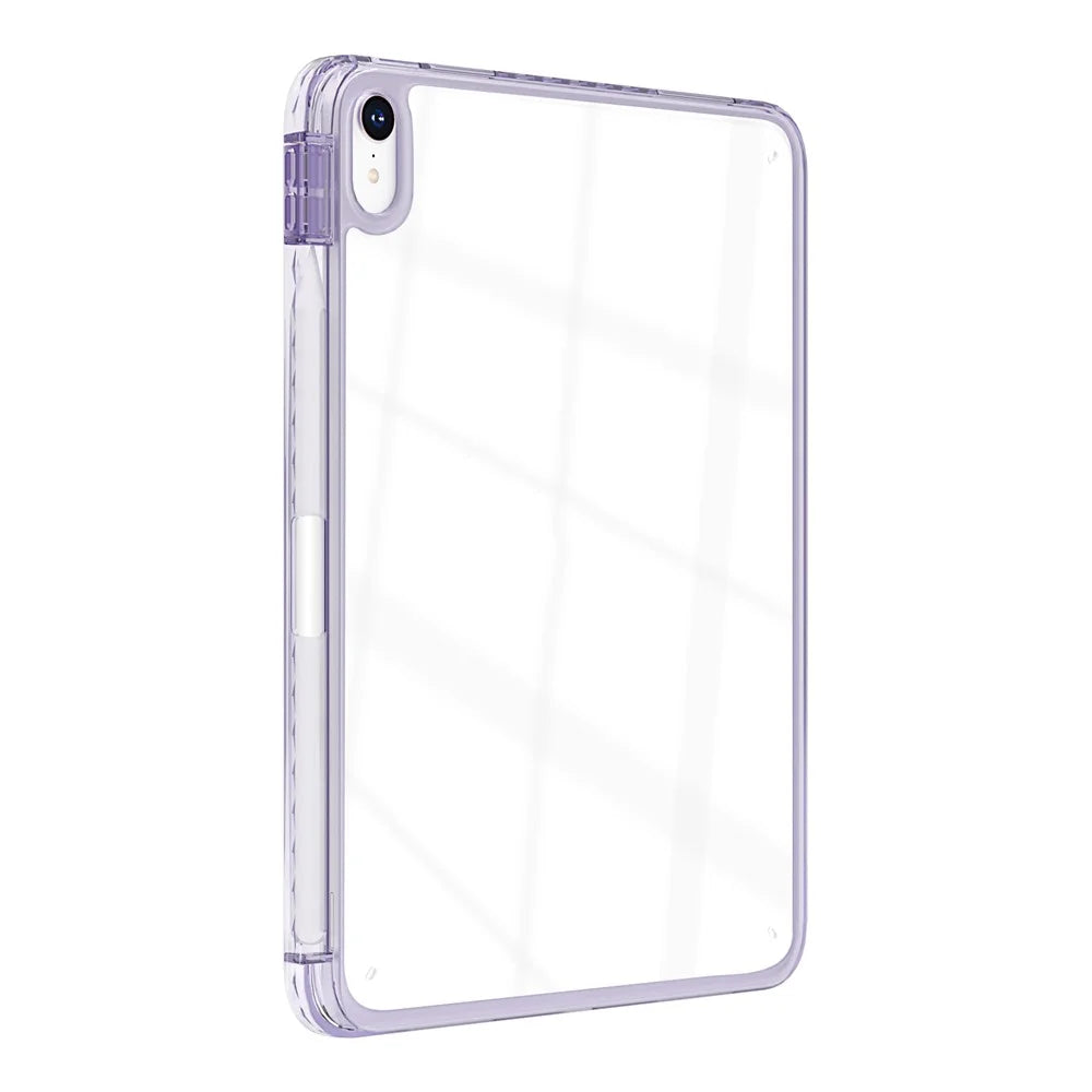 For iPad (2025) / 10.9 (2022) Case Clear TPU Tablet Protective Cover with Pen Slot - Purple - 4