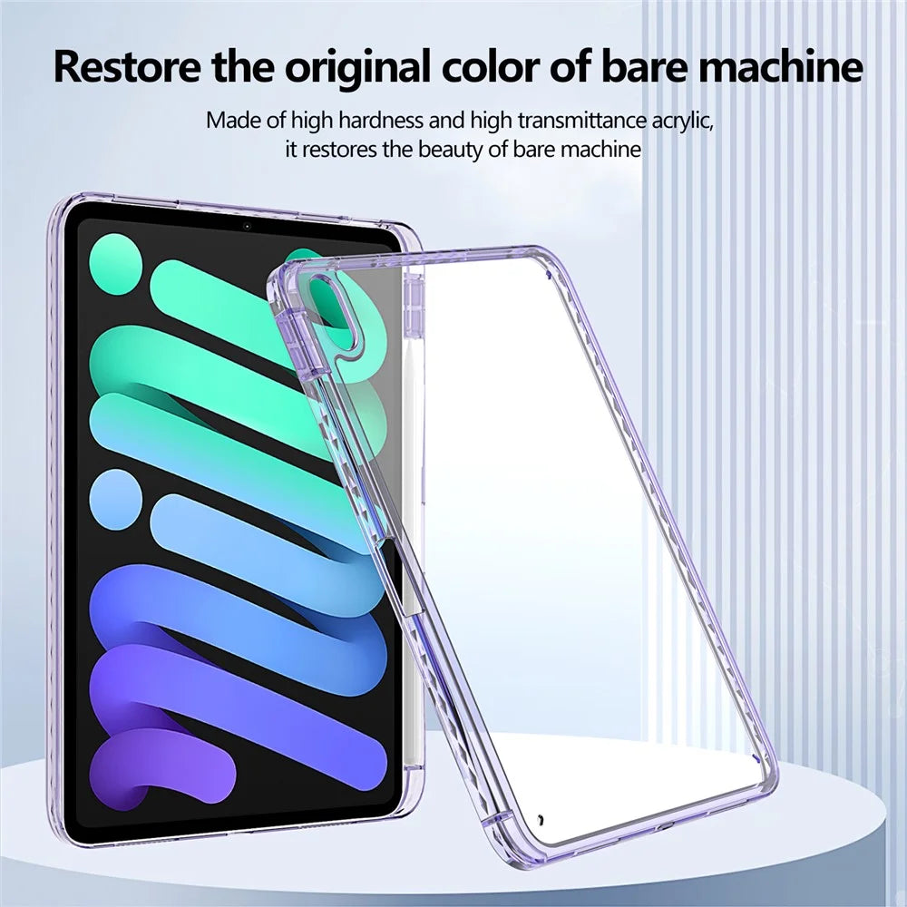 For iPad (2025) / 10.9 (2022) Case Clear TPU Tablet Protective Cover with Pen Slot - Purple - 6