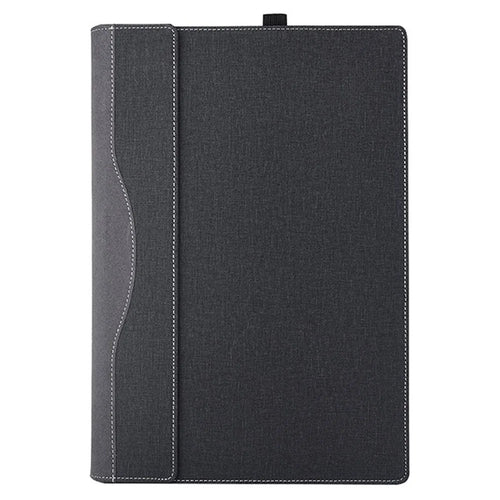 For Microsoft Surface Laptop 7 13.8-inch Case PU + Real Microfiber Leather Tablet Protective Case Business Tablet Cover - Black - 1
