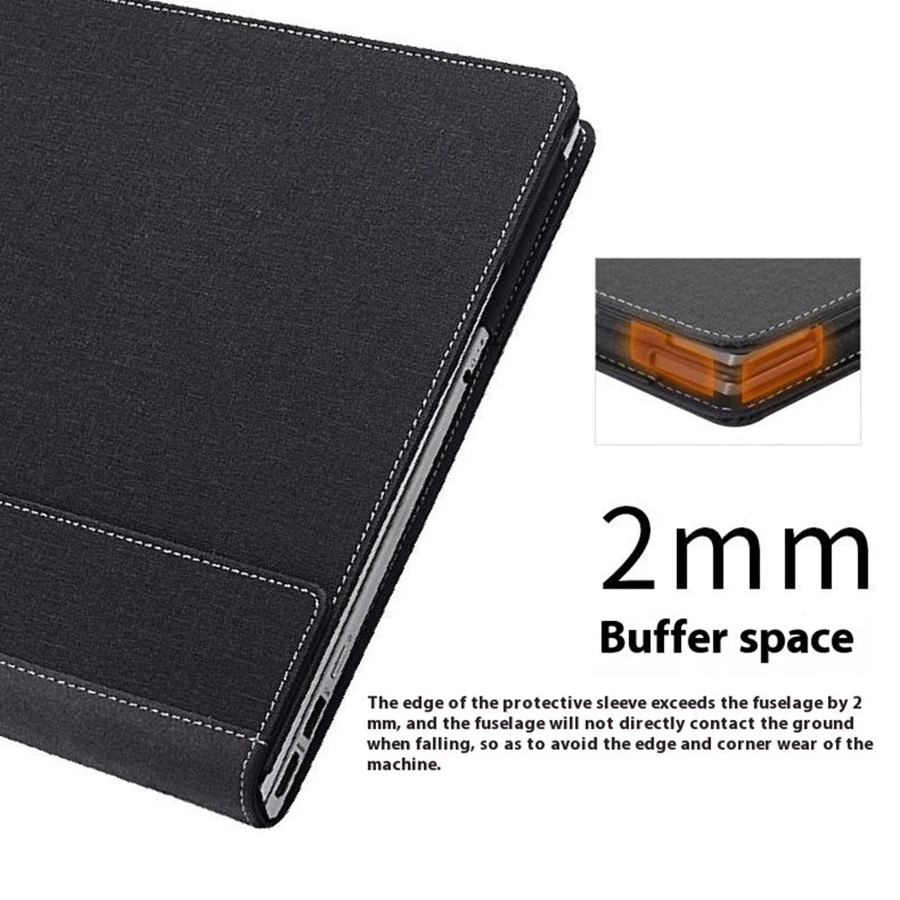 For Microsoft Surface Laptop 7 13.8-inch Case PU + Real Microfiber Leather Tablet Protective Case Business Tablet Cover - Black - 3