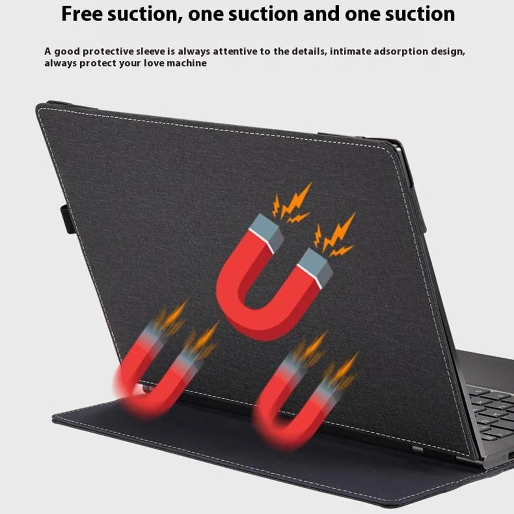 For Microsoft Surface Laptop 7 13.8-inch Case PU + Real Microfiber Leather Tablet Protective Case Business Tablet Cover - Black - 5