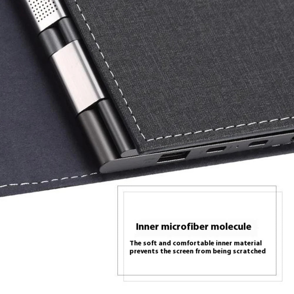 For Microsoft Surface Laptop 7 13.8-inch Case PU + Real Microfiber Leather Tablet Protective Case Business Tablet Cover - Black - 6