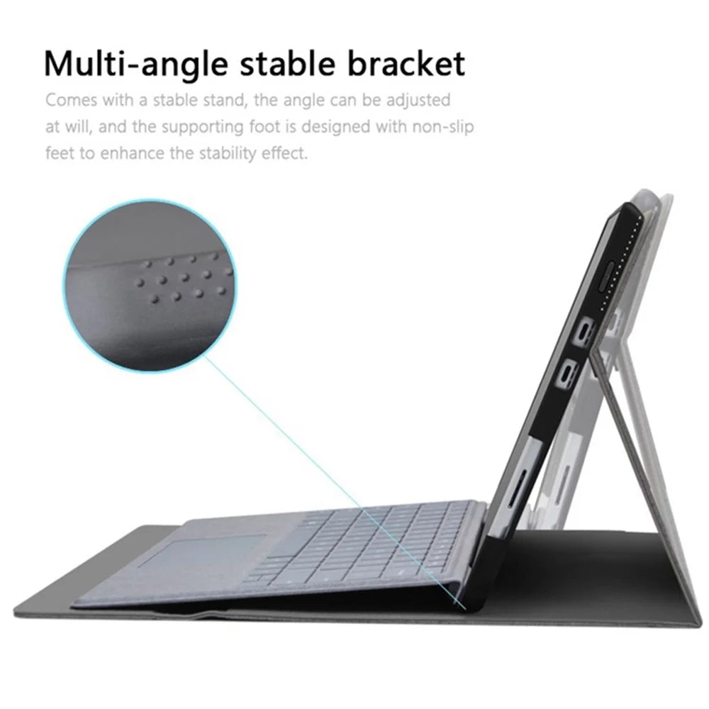 For Microsoft Surface Pro 10 Case Flip Cloth Texture TPU + PU Leather Laptop Notebook Bag Protective Case with Stand - 2