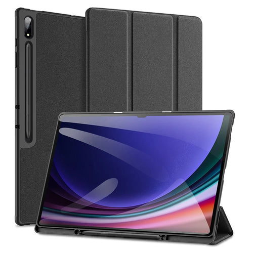 DUX DUCIS Domo Series for Samsung Galaxy Tab S10 Ultra / S9 Ultra / S8 Ultra Case Tri-Fold Stand Leather Cover Auto Wake / Sleep - Black - 1