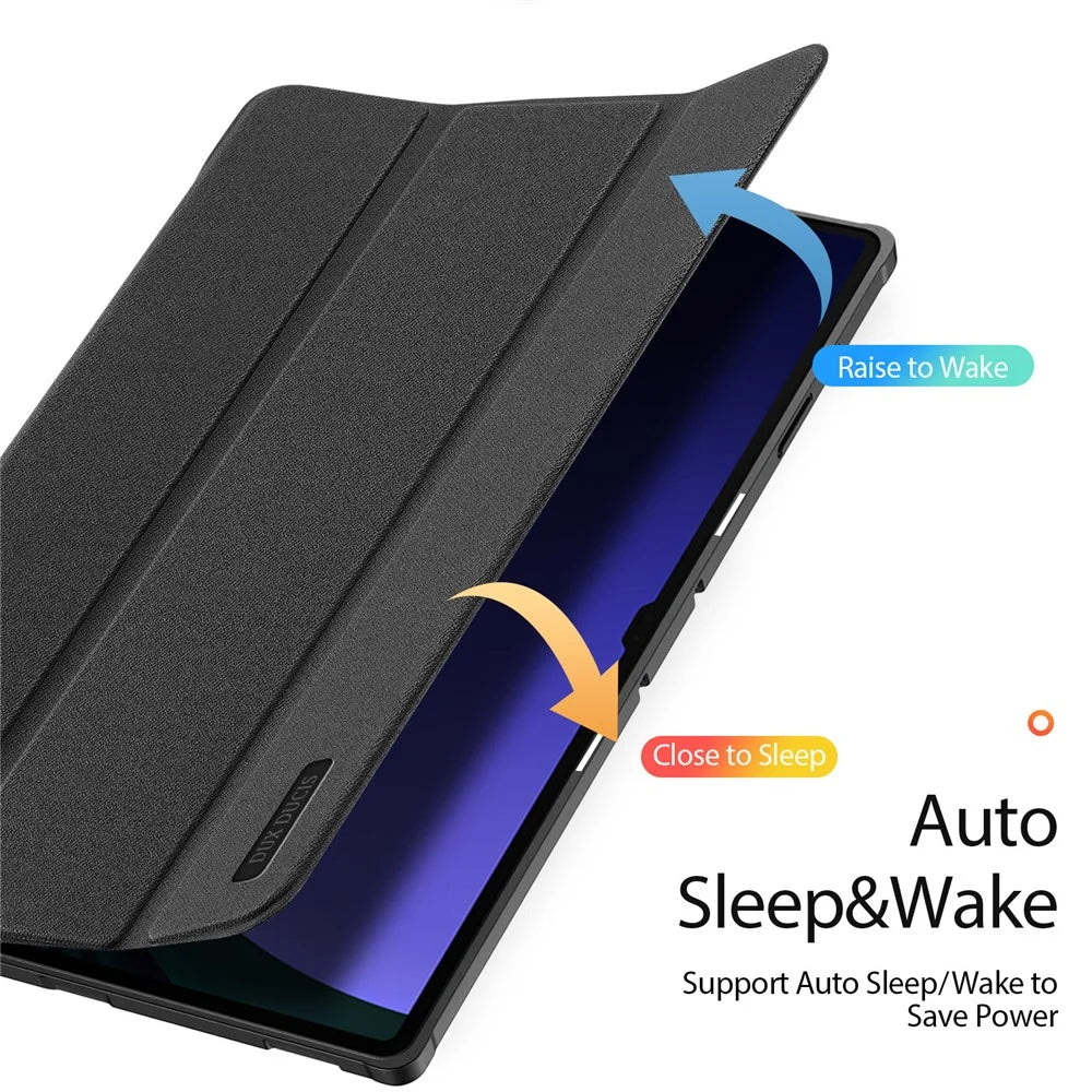DUX DUCIS Domo Series for Samsung Galaxy Tab S10 Ultra / S9 Ultra / S8 Ultra Case Tri-Fold Stand Leather Cover Auto Wake / Sleep - Black - 7