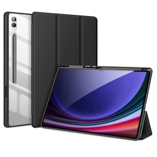 DUX DUCIS TOBY Series For Samsung Galaxy Tab S10 Ultra / S9 Ultra / S8 Ultra Case PU Leather Tri-Fold Stand Tablet Cover - Black - 1