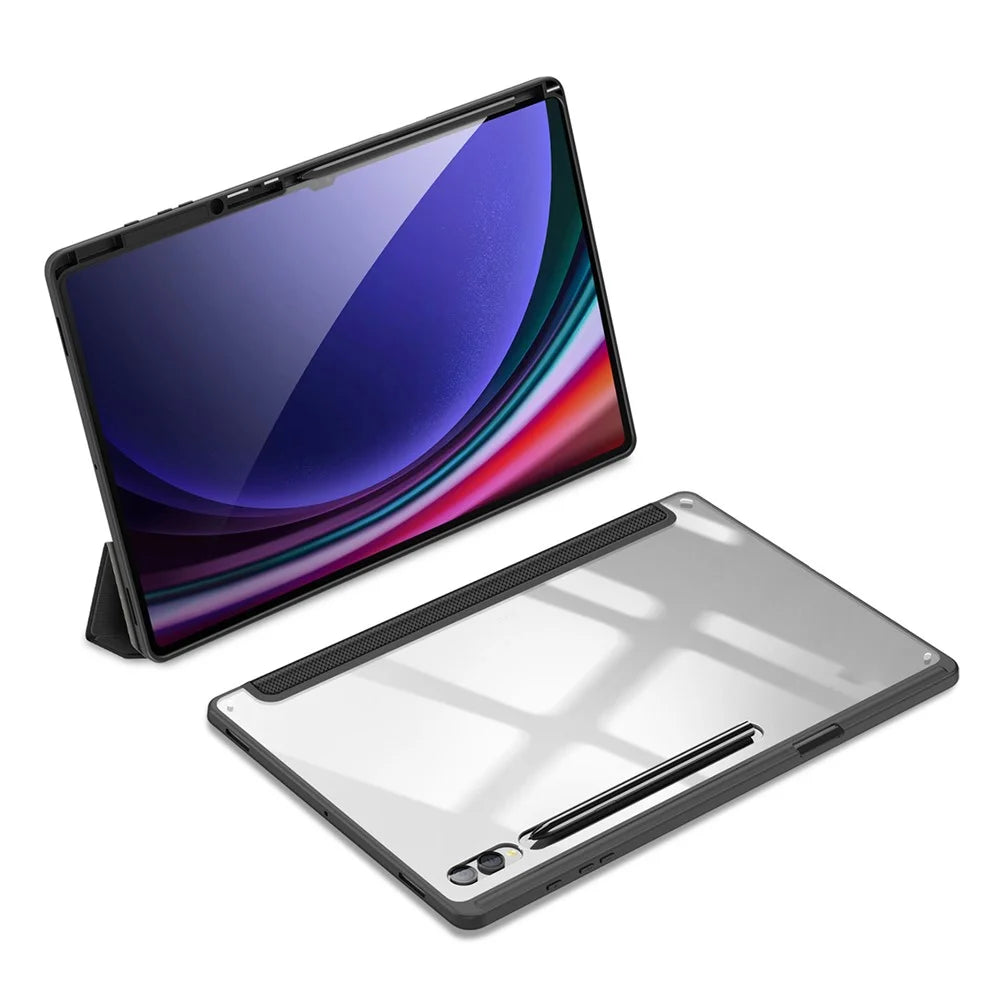 DUX DUCIS TOBY Series For Samsung Galaxy Tab S10 Ultra / S9 Ultra / S8 Ultra Case PU Leather Tri-Fold Stand Tablet Cover - Black - 2