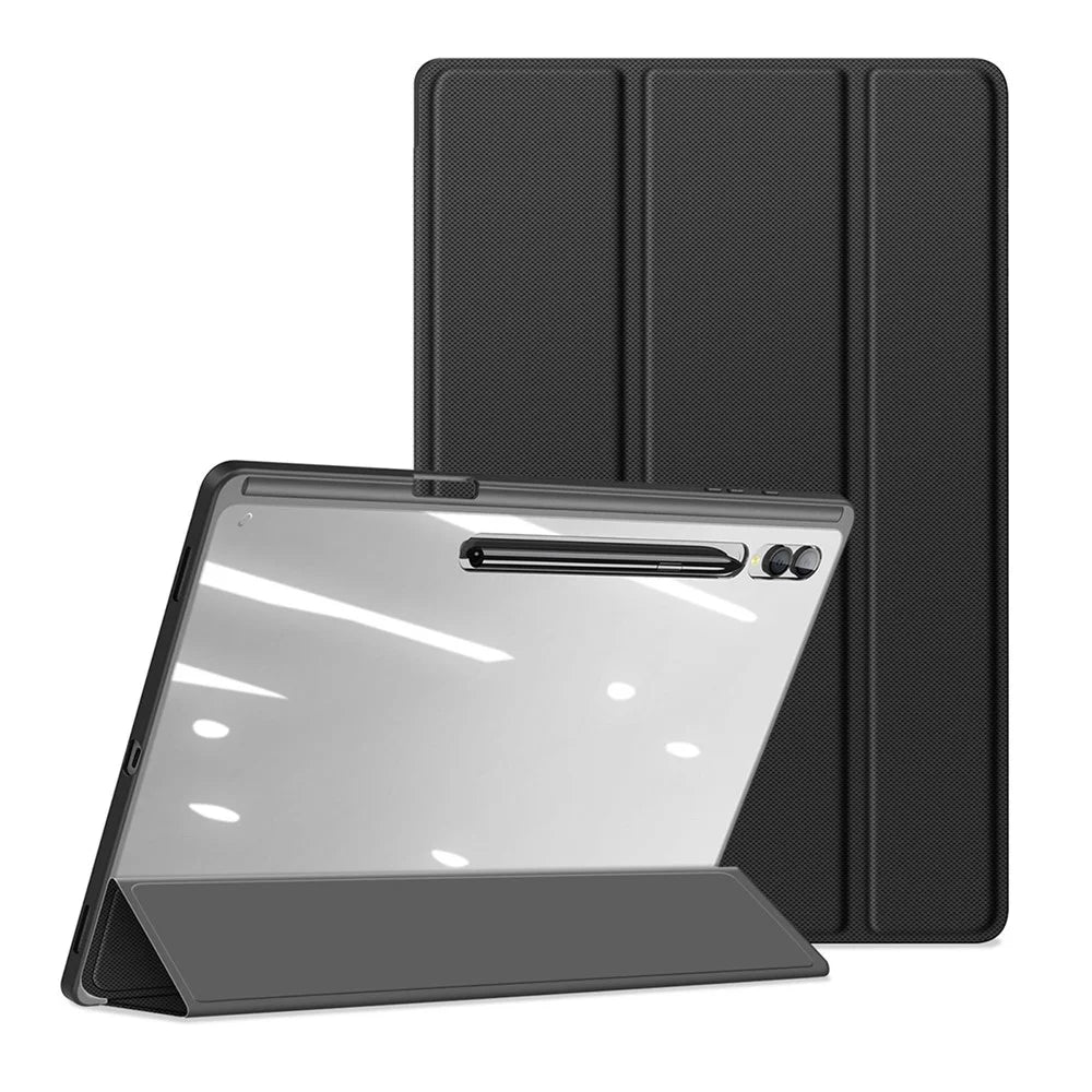 DUX DUCIS TOBY Series For Samsung Galaxy Tab S10 Ultra / S9 Ultra / S8 Ultra Case PU Leather Tri-Fold Stand Tablet Cover - Black - 3