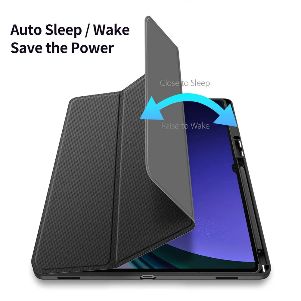 DUX DUCIS TOBY Series For Samsung Galaxy Tab S10 Ultra / S9 Ultra / S8 Ultra Case PU Leather Tri-Fold Stand Tablet Cover - Black - 6