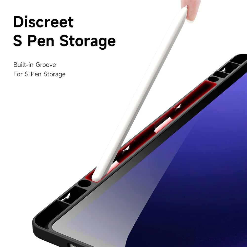 DUX DUCIS Magi Series for Samsung Galaxy Tab S10+ / S9+ / S9 FE+ Case Origami Stand Leather+PC+TPU Clear Back Cover - Black - 7