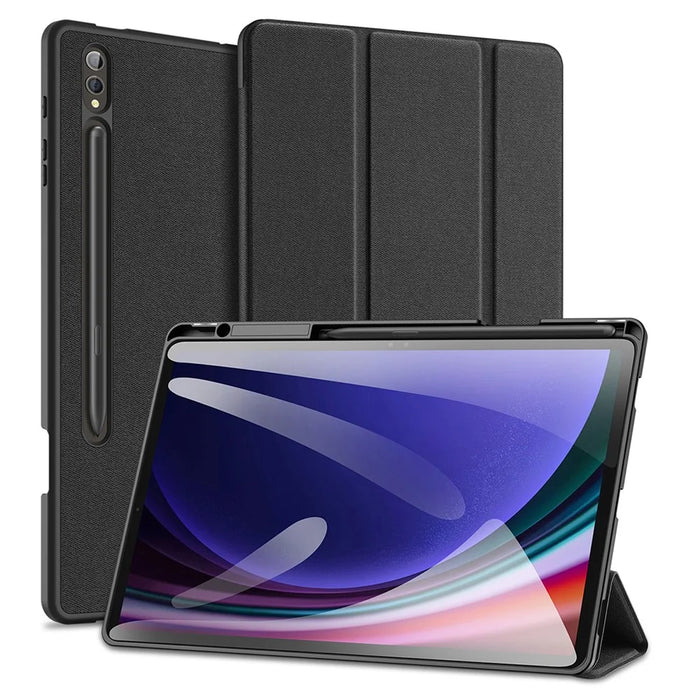 DUX DUCIS Domo Series for Samsung Galaxy Tab S10+ / S9+ / S9 FE+ Case Tri-Fold Stand Leather Cover Auto Wake / Sleep - Black - 1
