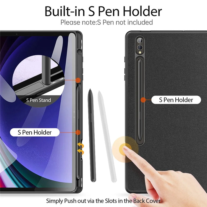 DUX DUCIS Domo Series for Samsung Galaxy Tab S10+ / S9+ / S9 FE+ Case Tri-Fold Stand Leather Cover Auto Wake / Sleep - Black - 3