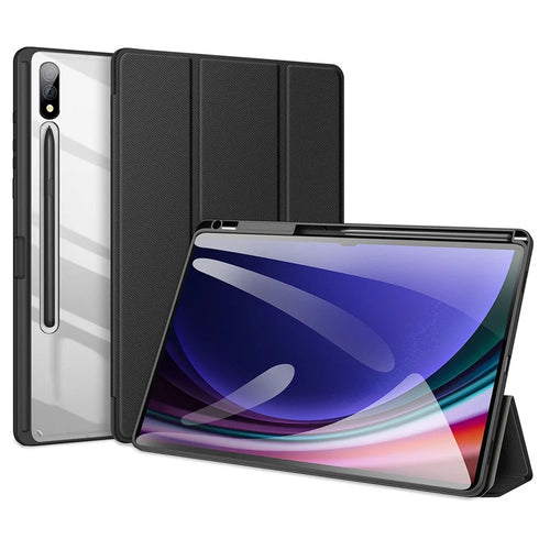 DUX DUCIS TOBY Series For Samsung Galaxy Tab S10+ / S9+ / S9 FE+ Case PU Leather Tri-Fold Stand Tablet Cover - Black - 1
