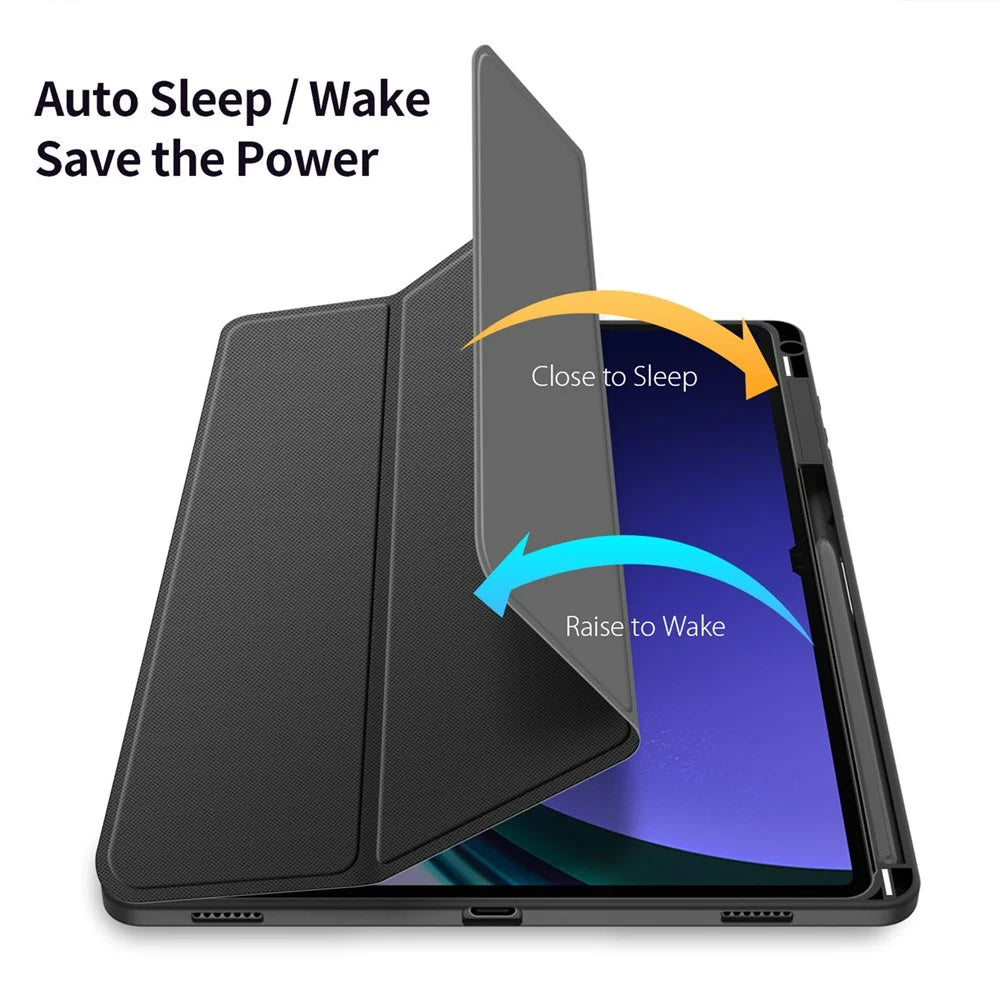 DUX DUCIS TOBY Series For Samsung Galaxy Tab S10+ / S9+ / S9 FE+ Case PU Leather Tri-Fold Stand Tablet Cover - Black - 6