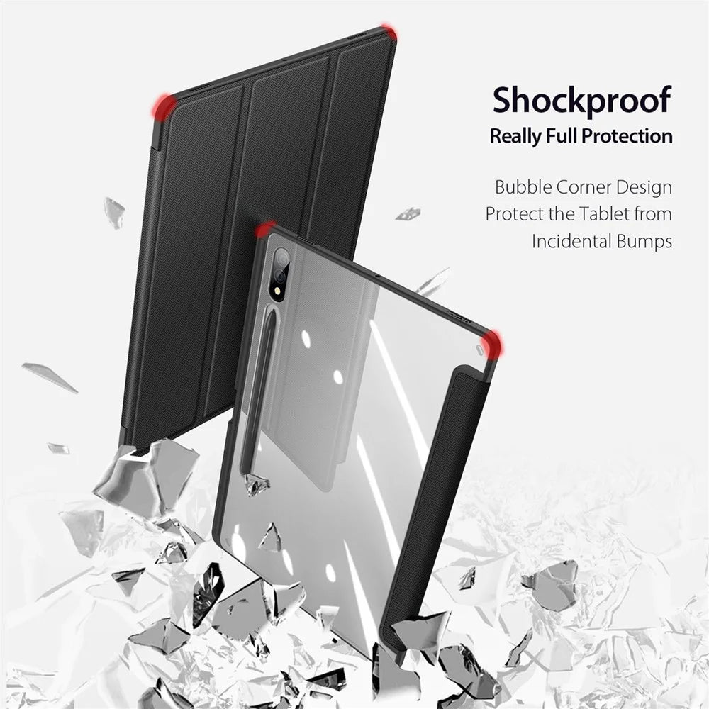 DUX DUCIS TOBY Series For Samsung Galaxy Tab S10+ / S9+ / S9 FE+ Case PU Leather Tri-Fold Stand Tablet Cover - Black - 7