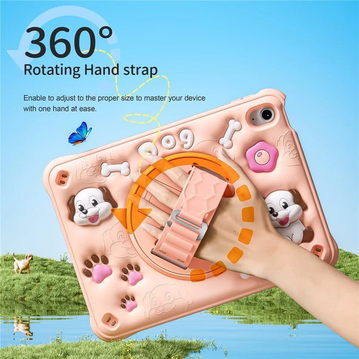 For iPad (2025) / 10.9 (2022) Case with Shoulder Strap Kickstand Cute Dog PC+Silicone+TPU Tablet Cover - 7