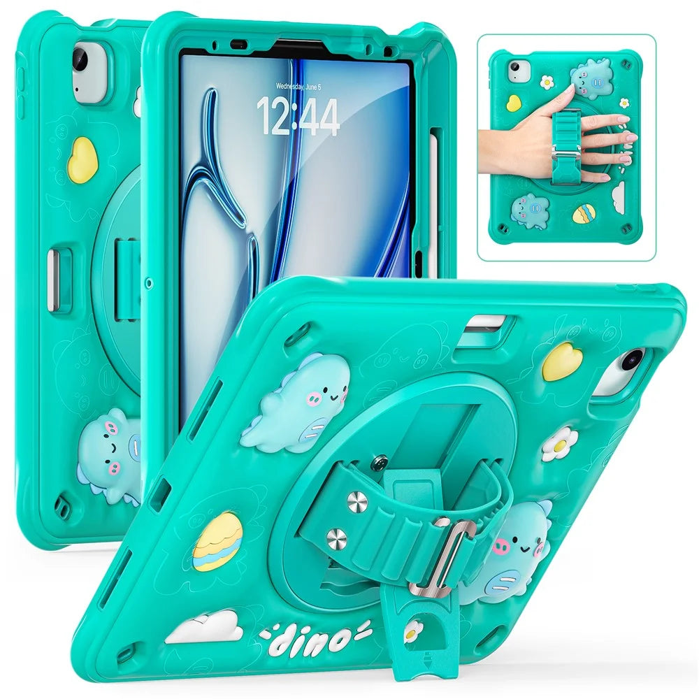 For iPad Air 11 (2026) / (2025) / (2024) / Air (2022) / (2020) / Pro 11 (2022) / (2021) / (2020) / (2018) Case Kickstand PC+Silicone+TPU Cover - 1