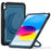 For iPad (2025) / 10.9 (2022) Case PC+TPU Kickstand Tablet Cover with Pencil Holder, Shoulder Strap - Navy Blue - 1