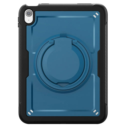 For iPad (2025) / 10.9 (2022) Case PC+TPU Kickstand Tablet Cover with Pencil Holder, Shoulder Strap - Navy Blue - 2