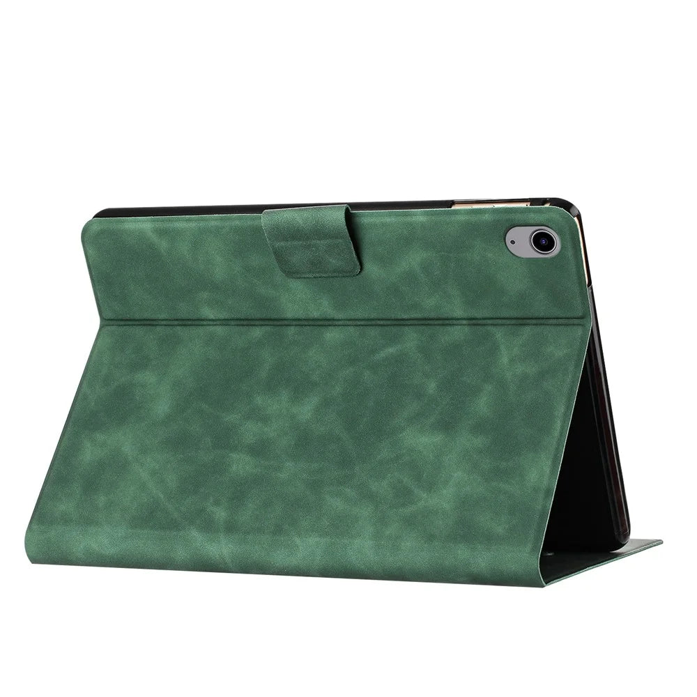 For iPad (2025) / 10.9 (2022) Case Couple Cat Imprinted Microfiber Leather Smart Tablet Cover - Green - 3
