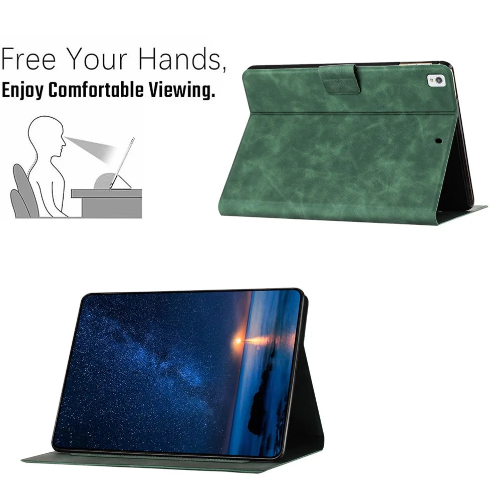 For iPad 10.2 (2020) / (2019) / iPad Air 10.5 inch (2019) / iPad Pro 10.5-inch (2017) Case Couple Cat Imprinted Microfiber Leather Tablet Cover - Green - 6