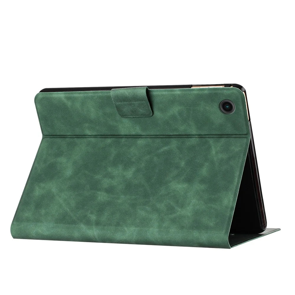 For Samsung Galaxy Tab A11 / A9 Case Couple Cat Imprinted Microfiber Leather Smart Tablet Cover - Green - 3