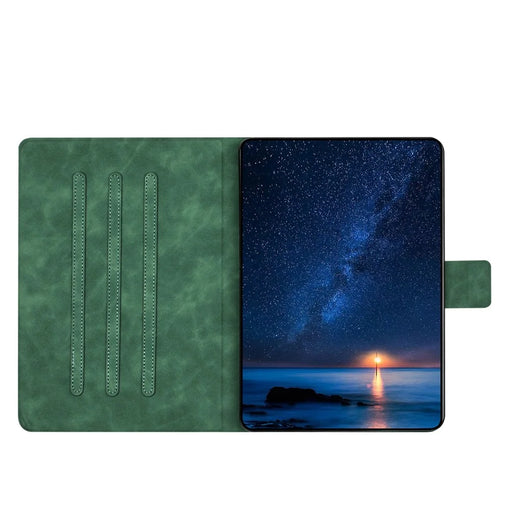 For iPad mini (2024) / mini (2021) Case Couple Cat Imprinted Microfiber Leather Smart Tablet Cover - Green - 2