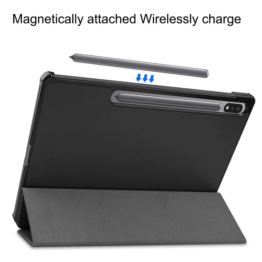 For Samsung Galaxy Tab S10+ / S9 FE+ / S9+ Case Anti-Drop Leather Stand Tablet Cover - Black - 6