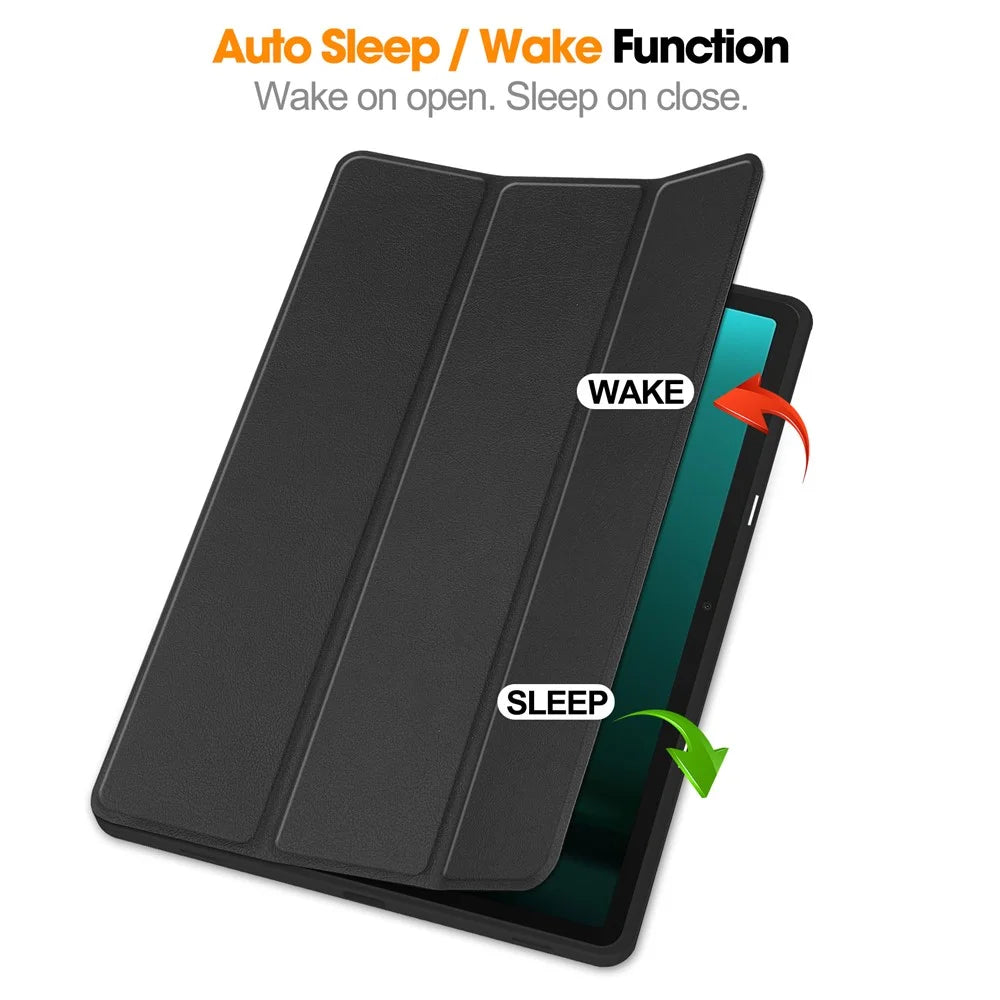 For Samsung Galaxy Tab S10+ Case PU Leather+TPU Trifold Stand Tablet Cover with Pencil Holder - Black - 3