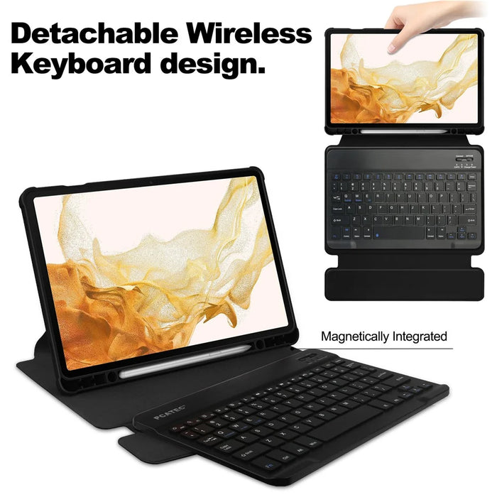 For Samsung Galaxy Tab S10+ Case 360° Rotary Stand PU Leather+Acrylic Tablet Cover (With Keyboard) - Black - 4