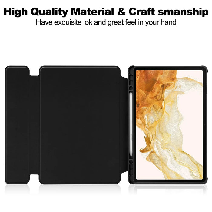 For Samsung Galaxy Tab S10+ Case 360° Rotary Stand PU Leather+Acrylic Tablet Cover (With Keyboard) - Black - 5