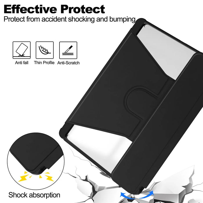 For Samsung Galaxy Tab S10+ Case 360° Rotary Stand PU Leather+Acrylic Tablet Cover (With Keyboard) - Black - 6