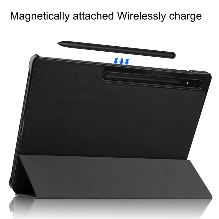 Leather Case for Samsung Galaxy Tab S10 Ultra / Tab S9 Ultra / Tab S8 Ultra Anti-Drop Stand Tablet Cover - Black - 6