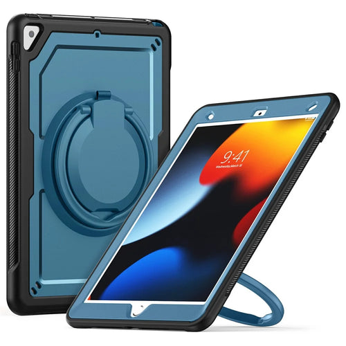 For iPad 10.2 (2021) / (2020) / (2019) / iPad Pro 10.5-inch (2017) / iPad Air 10.5 inch Tablet Case PC+TPU Kickstand Cover - Navy Blue - 1