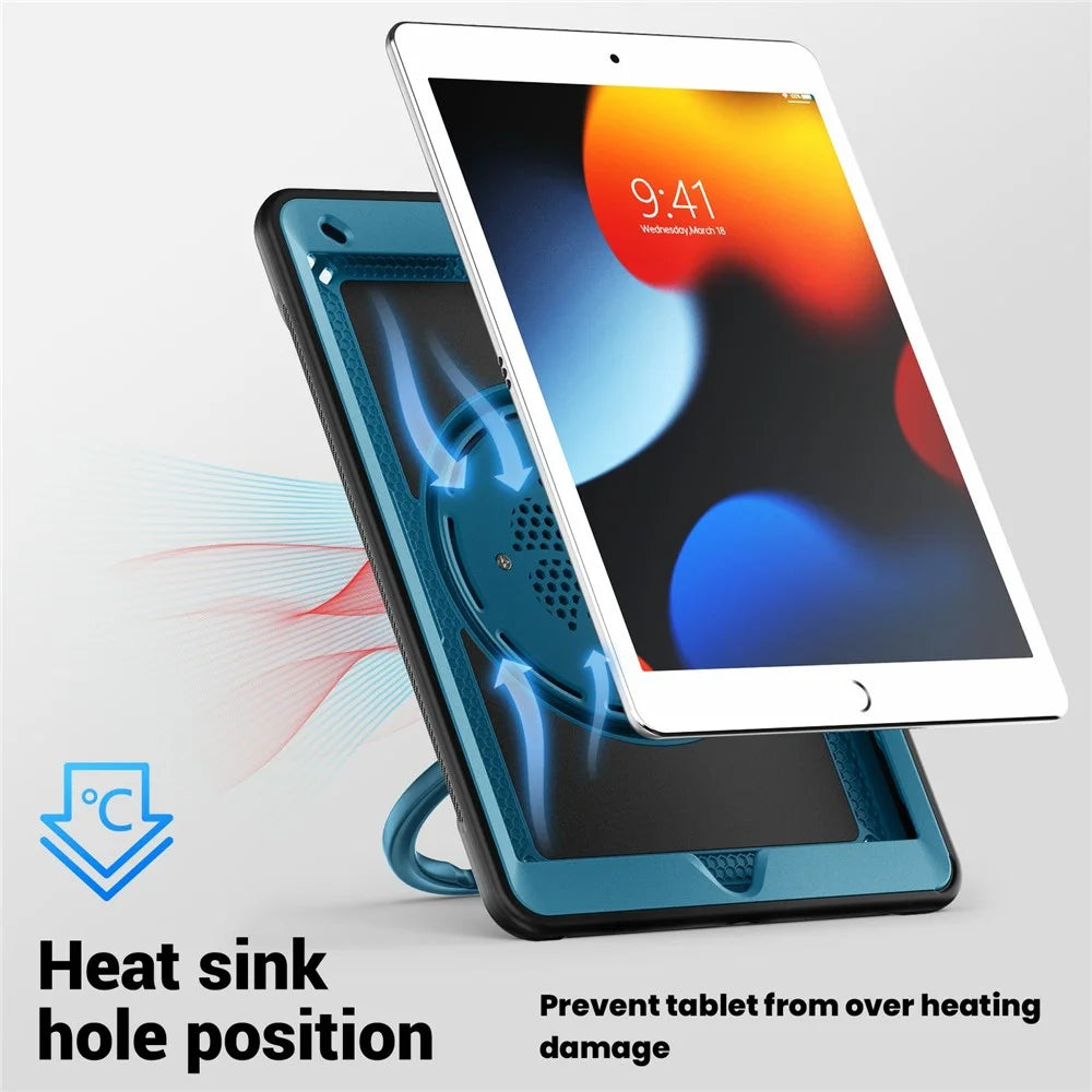 For iPad 10.2 (2021) / (2020) / (2019) / iPad Pro 10.5-inch (2017) / iPad Air 10.5 inch Tablet Case PC+TPU Kickstand Cover - Navy Blue - 5