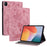 For Infinix Xpad Case Card Holder Anti-Scratch Leather Cover Rose Flower Imprint - Pink - 1