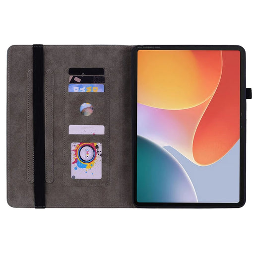 For Infinix Xpad Case Card Holder Anti-Scratch Leather Cover Rose Flower Imprint - Pink - 2