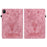 For Infinix Xpad Case Card Holder Anti-Scratch Leather Cover Rose Flower Imprint - Pink - 5