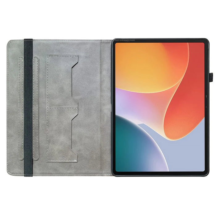 For Infinix Xpad Leather Case Pattern Printed Stand Tablet Cover with Card Slots - Plum Blossom - 3