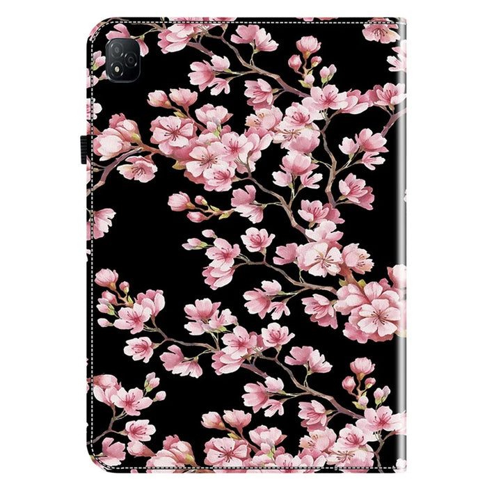 For Infinix Xpad Leather Case Pattern Printed Stand Tablet Cover with Card Slots - Plum Blossom - 6