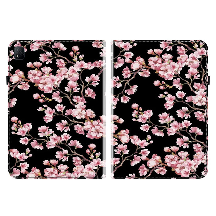 For Infinix Xpad Leather Case Pattern Printed Stand Tablet Cover with Card Slots - Plum Blossom - 7