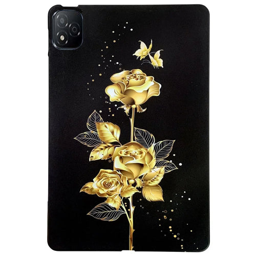 For Infinix Xpad TPU Case Pattern Printing Slim Tablet Protective Cover - Golden Butterfly Rose - 1